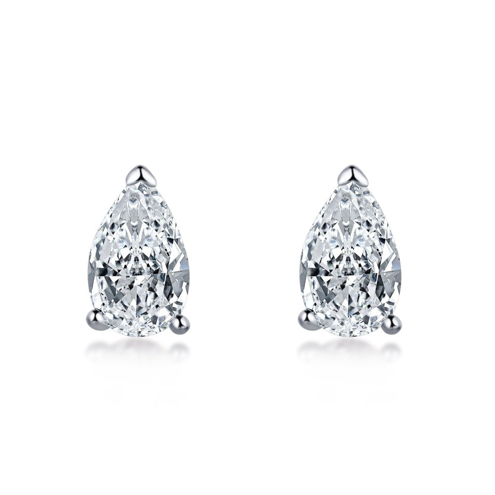 Boucles d'oreilles puces solitaire poire
